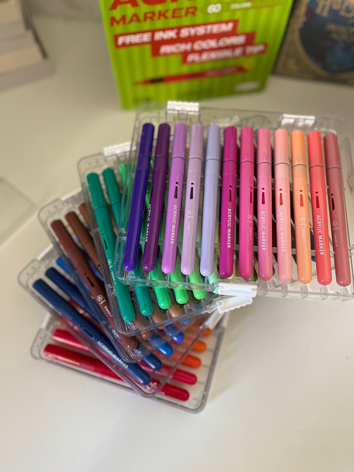 60 Colors Acrylic Paint Markers, Automatic Ink Control System with Soft Brush Tip