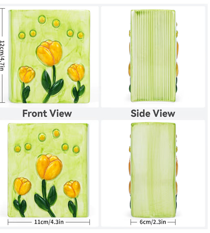 Ceramic Book Vase Tulip Pencil & Pen Holder