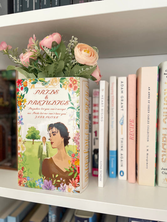 Ceramic Book Vase for Flowers, Pride and Prejudice