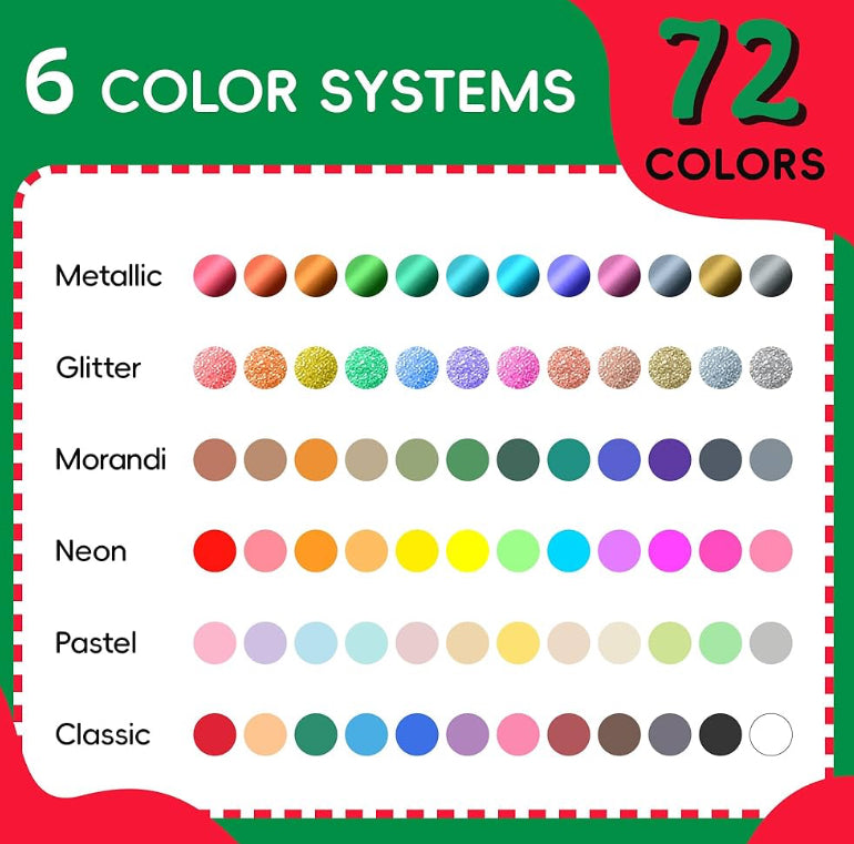 72 Acrylic Paint Pens Markers Set, with coloring system