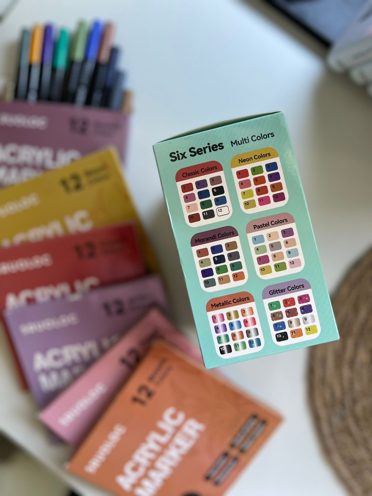 72 Acrylic Paint Pens Markers Set, with coloring system