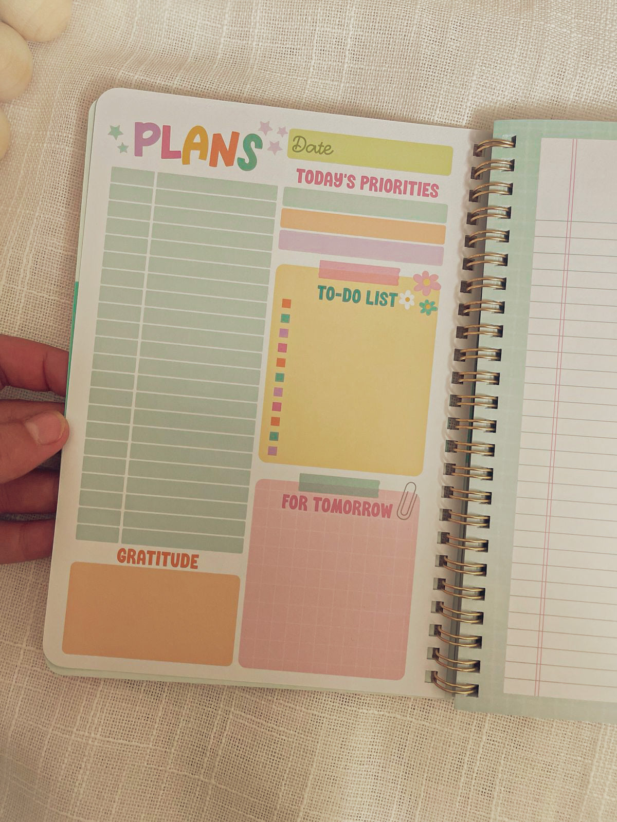 Undated Daily Planner Notebook with Hourly Schedule, To-Do List & Gratitude Section