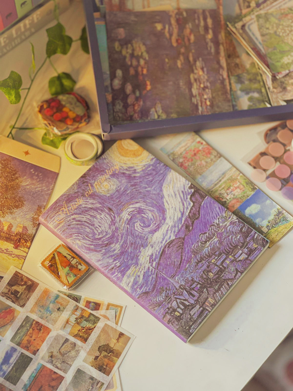 480Pcs Vintage Van Gogh Oil Painting Aesthetic Scrapbook Kit for Bullet Junk Journal