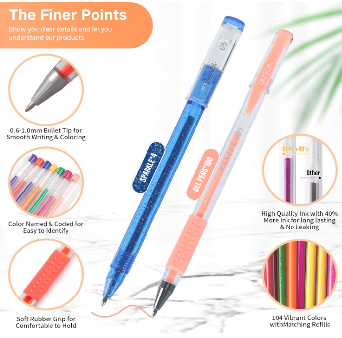 202 Pack Gel Pen For Coloring Books