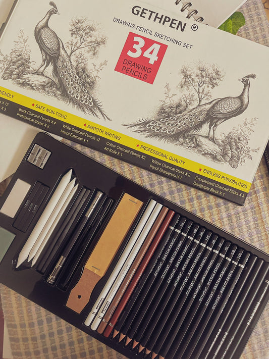 34 Pcs Drawing Sketching Pencils Set