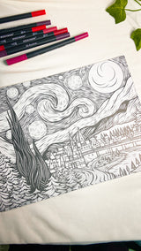 Starry Night Van gogh Adult Coloring Book