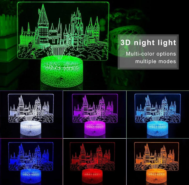 Harry Potter 3D Night Light,  7 Color Change Decor Lamp with Remote, Dim, Timer