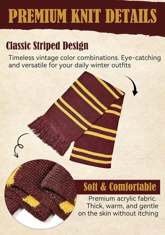 Harry Potter Gryffindor scarf for winter, gift for wizards