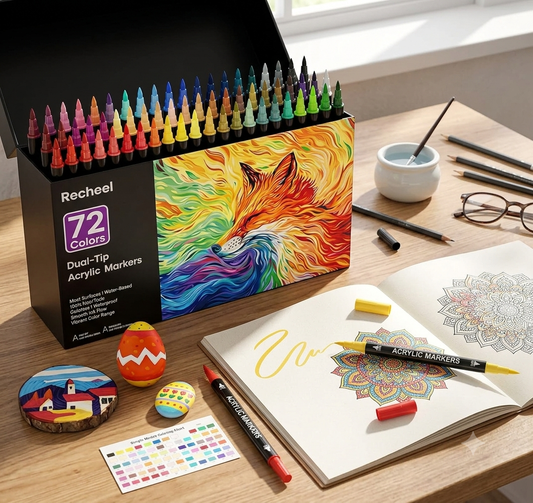 72 Colors Acrylic Paint Markers, Dual Tip