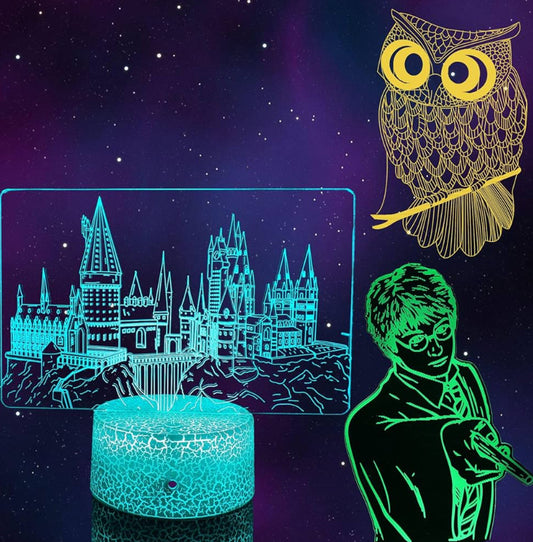 Harry Potter 3D Night Light,  7 Color Change Decor Lamp with Remote, Dim, Timer