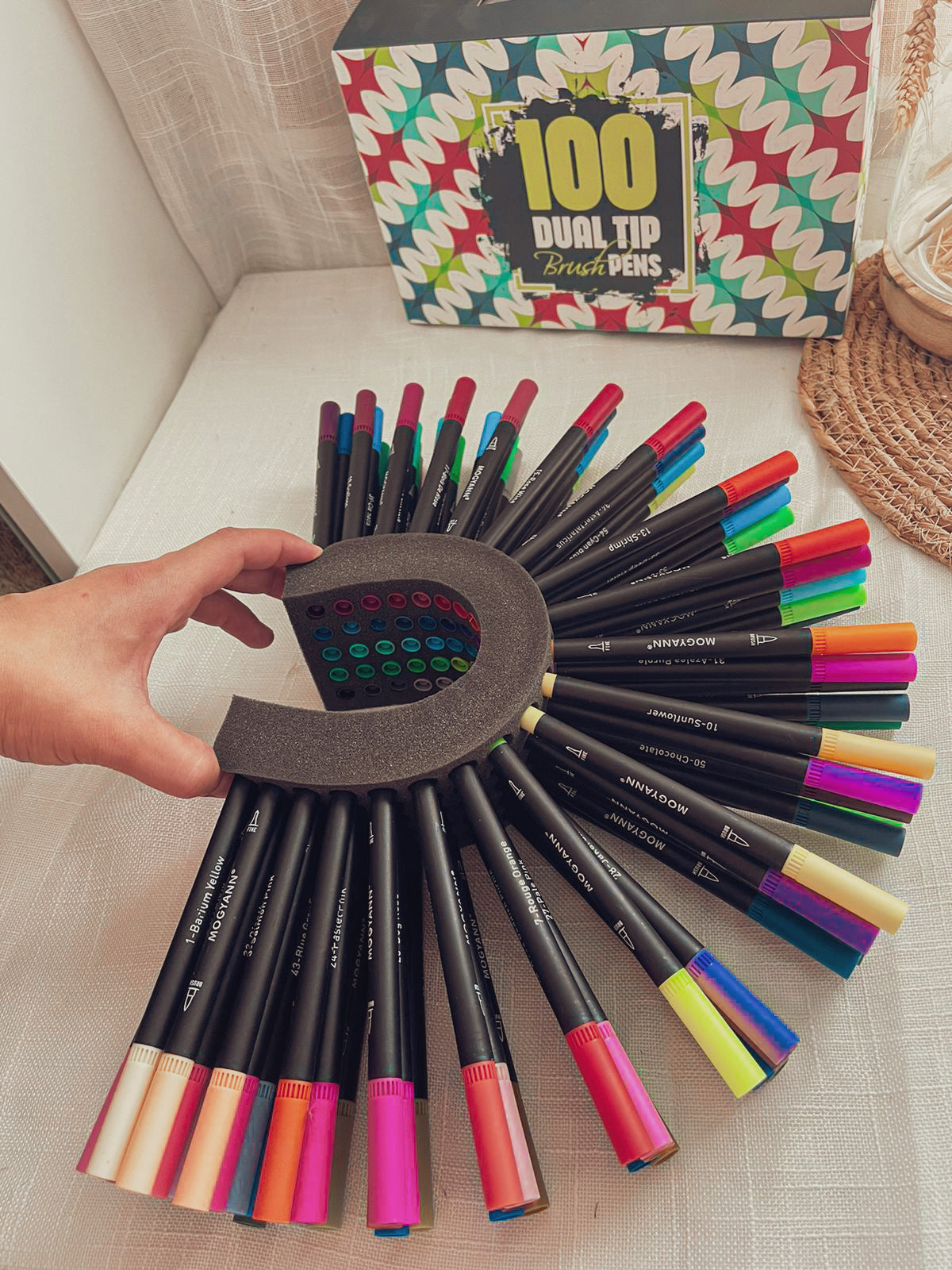 100 Colors Dual Tip Pens for Coloring and Calligraphy