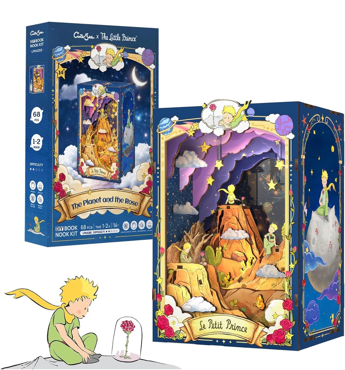 Little Prince Booknook, 3D Wooden Puzzle Bookshelf Decor