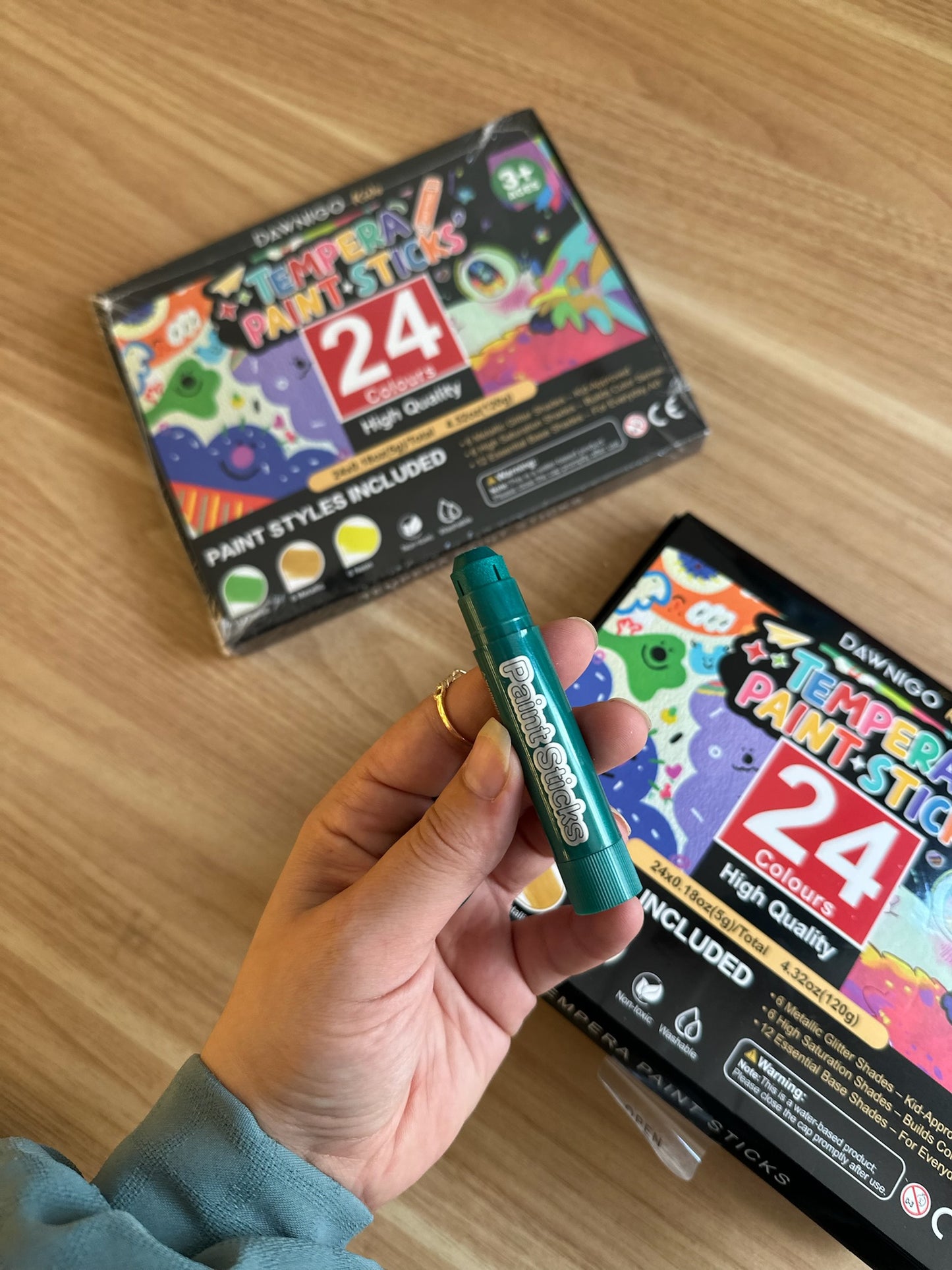 24 Colors Tempera Sticks,Washable Paint Sticks for Kids,Non-Toxic