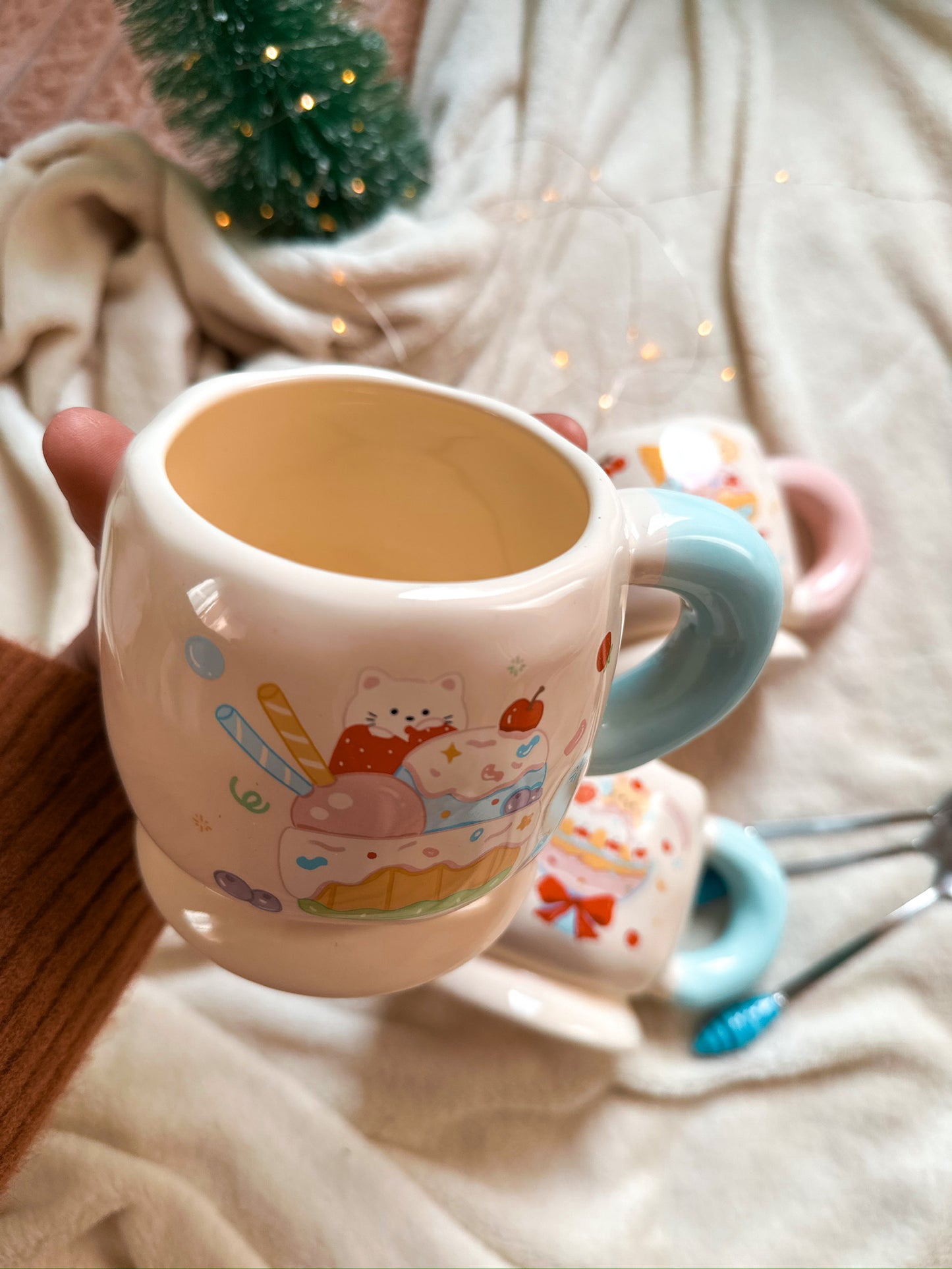 Cute Coffee Mug, Handmade with a spoon