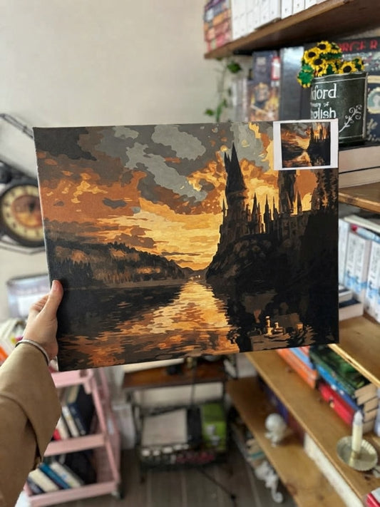 Harry Potter Hogwarts Castle Paint by Numbers Kit Framed Canvas 40x50 Cm , acrylic paints, 3 brushes