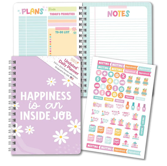 Daily Planner Undated - Undated Daily Planner with Hourly Schedule, To Do List Notebook
