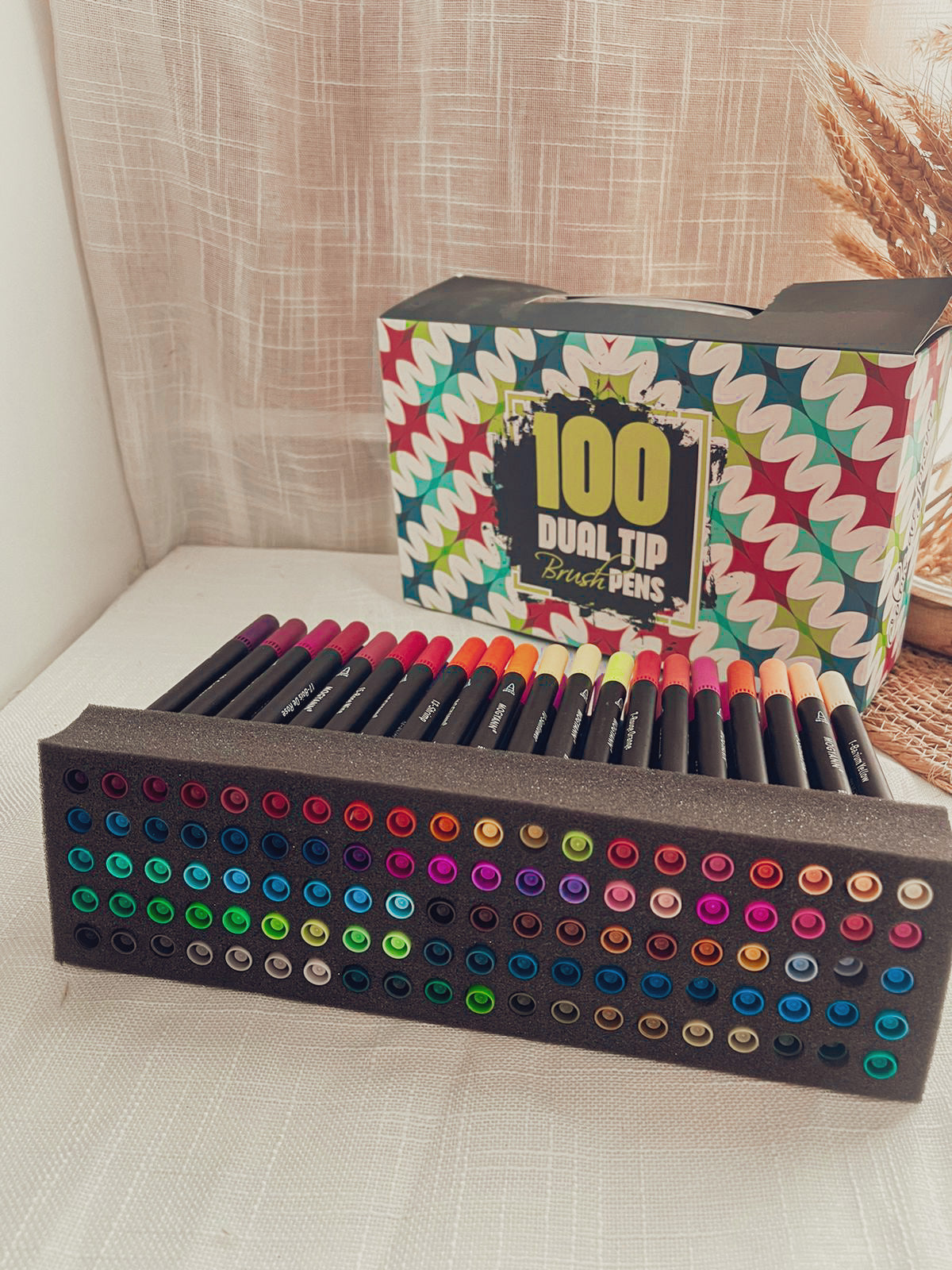100 Colors Dual Tip Pens for Coloring and Calligraphy