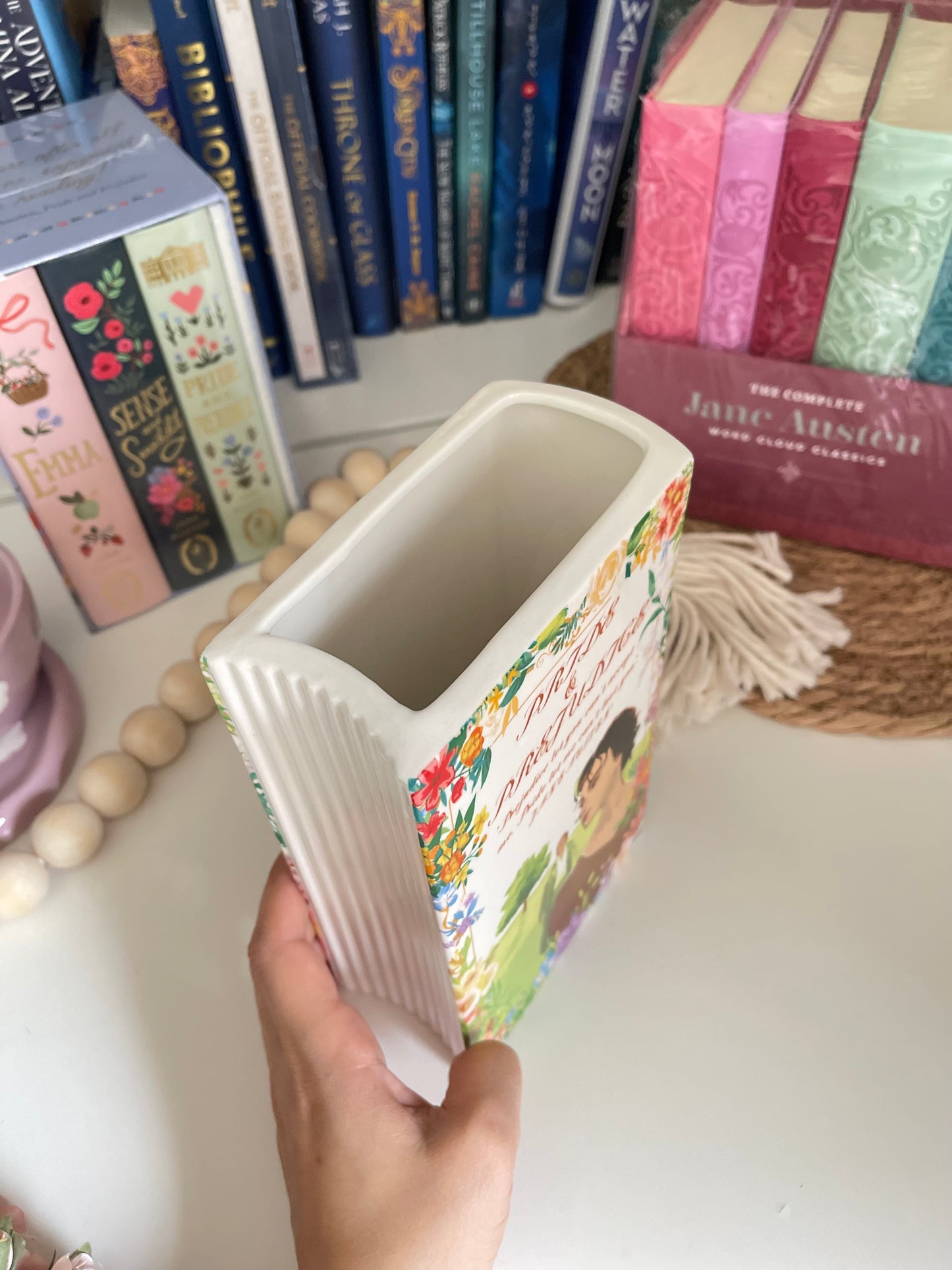 Ceramic Book Vase for Flowers, Pride and Prejudice