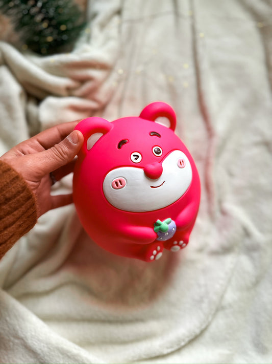 Pink Teddy bear acrylic Money Bank for saving (حصالة)