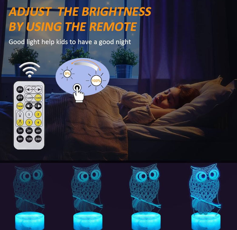Harry Potter 3D Night Light,  7 Color Change Decor Lamp with Remote, Dim, Timer