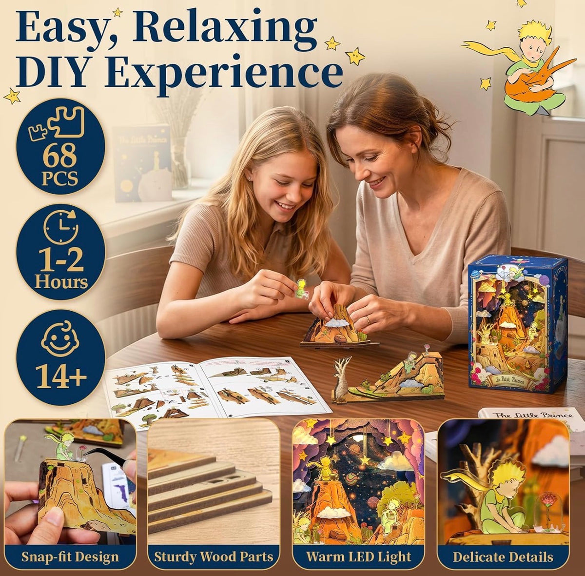 Little Prince Booknook, 3D Wooden Puzzle Bookshelf Decor