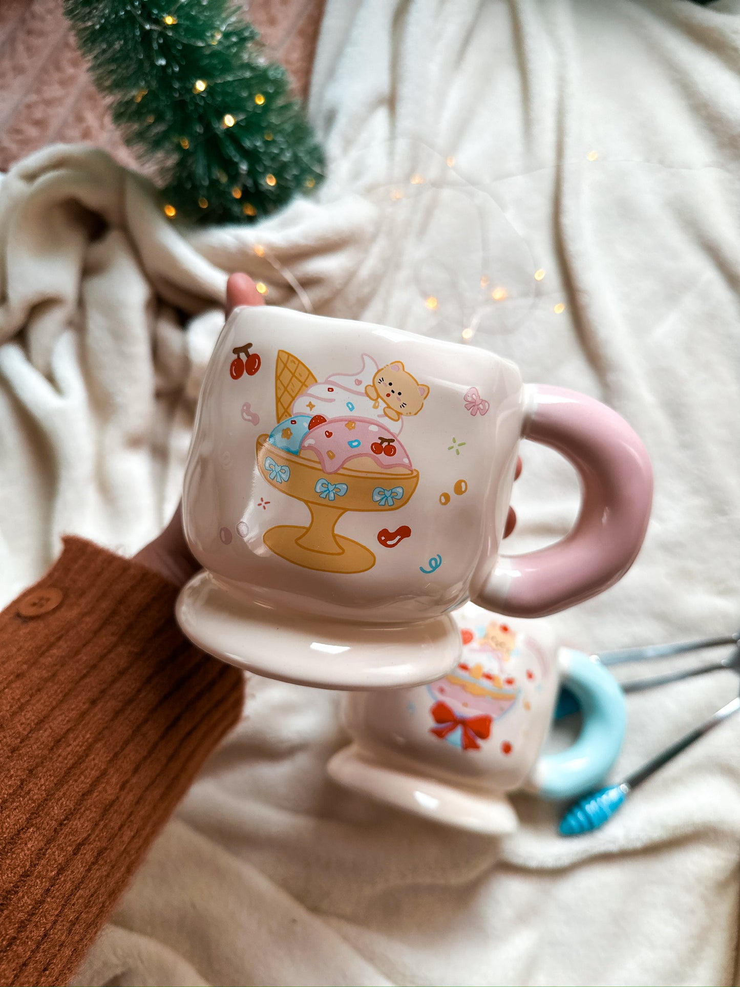 Cute Coffee Mug, Handmade with a spoon