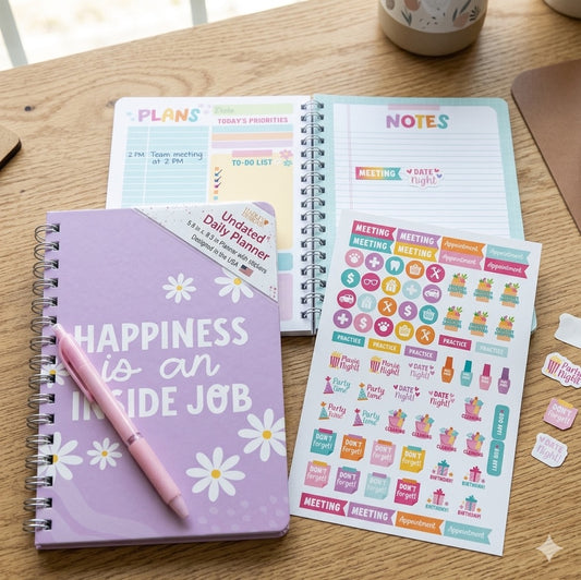 Daily Planner Undated - Undated Daily Planner with Hourly Schedule, To Do List Notebook