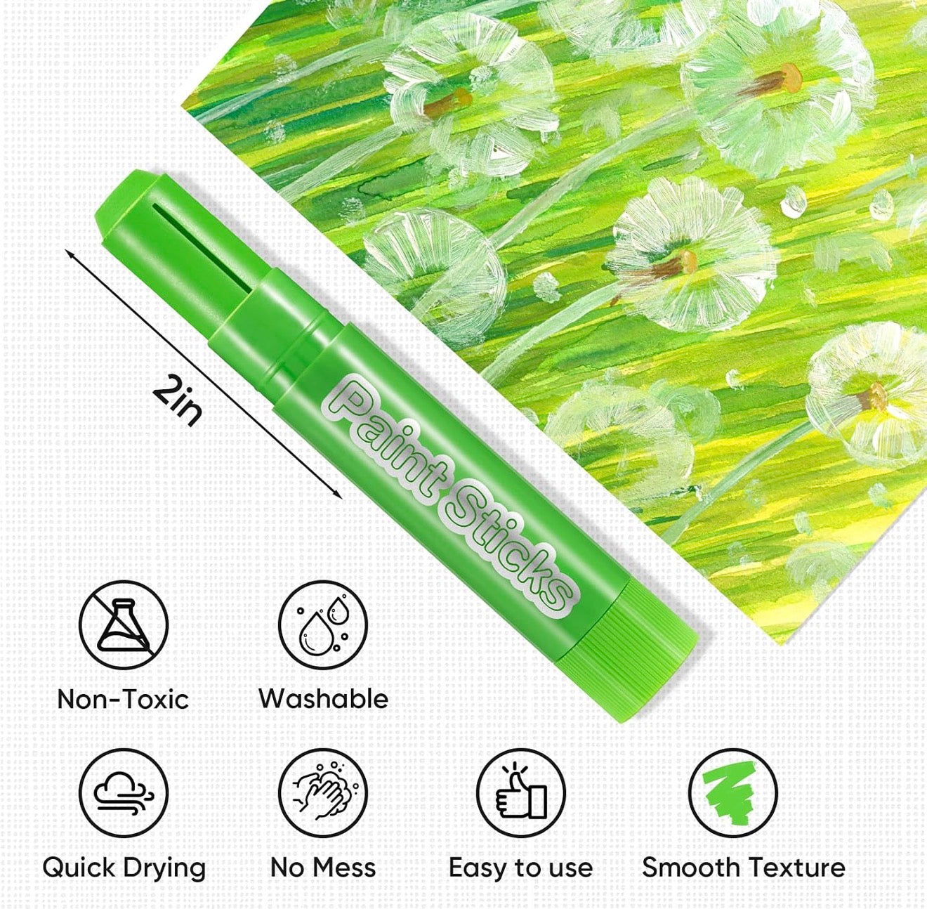 24 Colors Tempera Sticks,Washable Paint Sticks for Kids,Non-Toxic