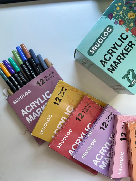 72 Acrylic Paint Pens Markers Set, with coloring system