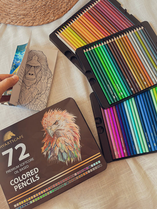 Oil Based Colored Pencils Set, 72 pcs