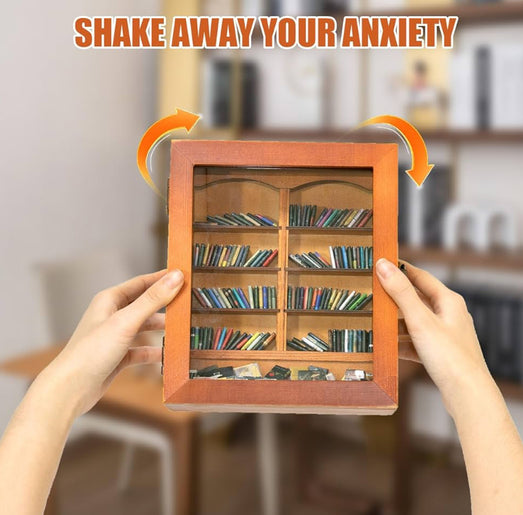 Anxiety Mini Bookshelf for Shake Away Your Anxiety with 200 mini books