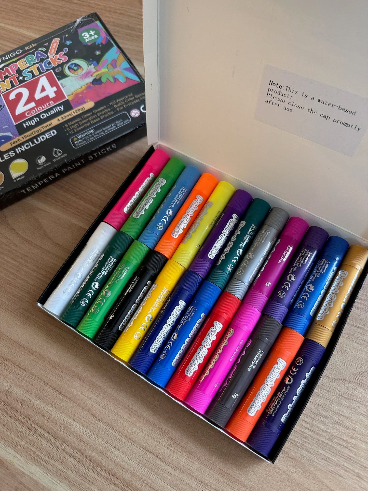 24 Colors Tempera Sticks,Washable Paint Sticks for Kids,Non-Toxic