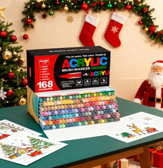 168 Colors Acrylic Paint Markers Set, Soft Brush Tip Markers