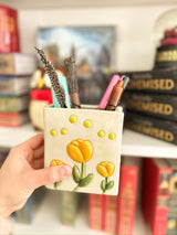 Ceramic Book Vase Tulip Pencil & Pen Holder