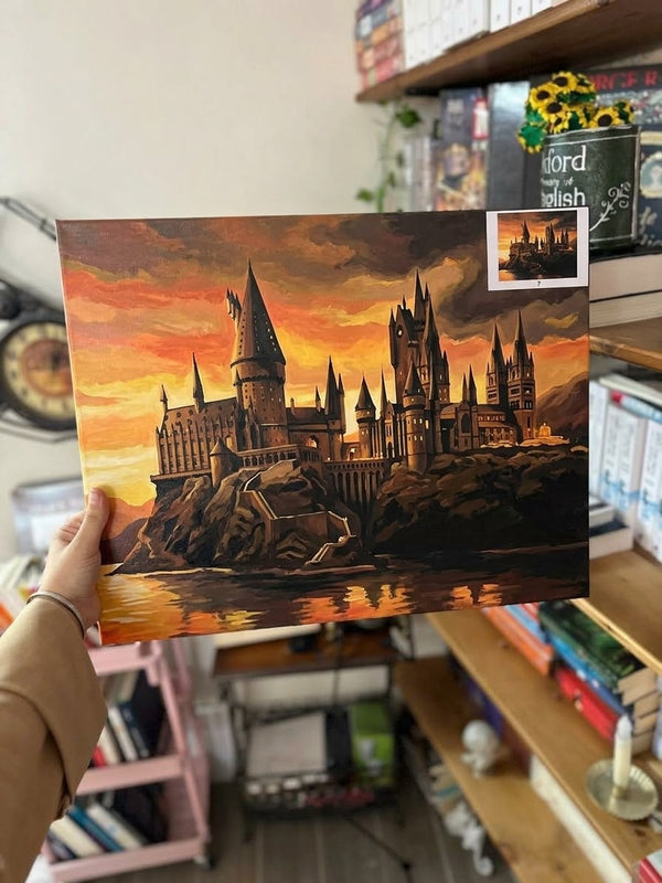 Harry Potter Hogwarts Castle Paint by Numbers Kit for Adults Framed Canvas 40x50 Cm