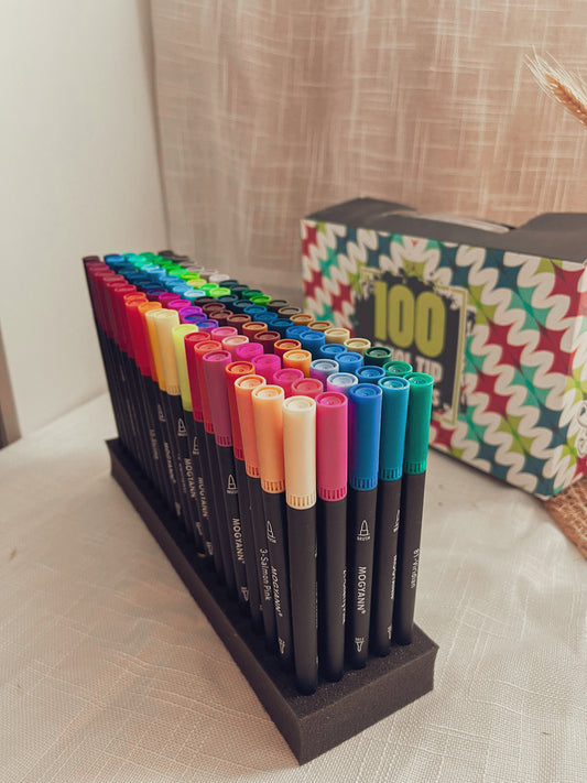 100 Colors Dual Tip Pens for Coloring and Calligraphy