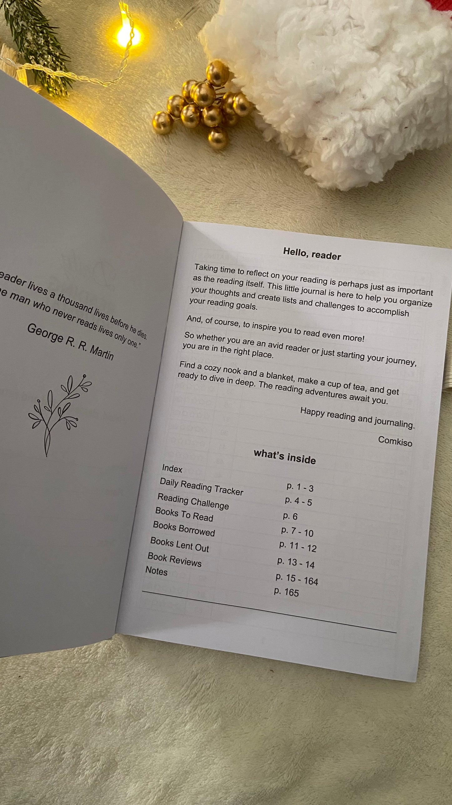 Reading Journal for Book Lovers - 75 Book Journal Reading Log for Book Tracking, A5 Linen Book Review Journal with TBR Tracker List, Ratings, Challenges, Prompts, and Index - Beige