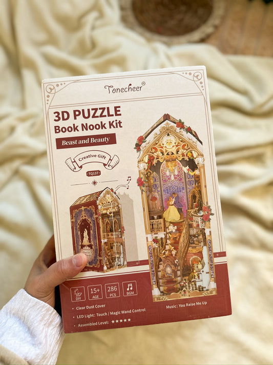 3D Wooden Puzzle Music Booknook Miniature - Beauty & the beast