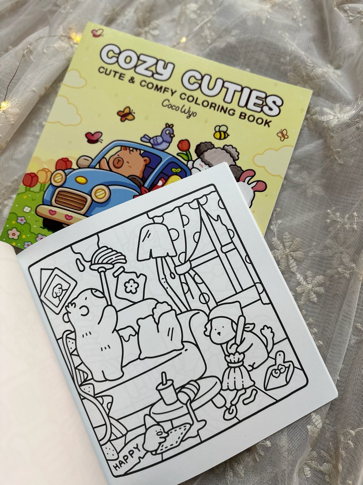 Cozy Cuties: Coloring Book for Adults and Kids (Cozy Spaces Coloring)