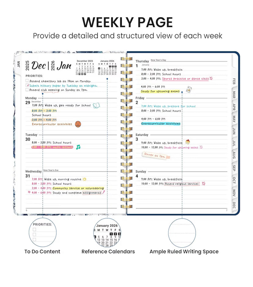 2026 Planner, Monthly and Weekly Calendar Planner