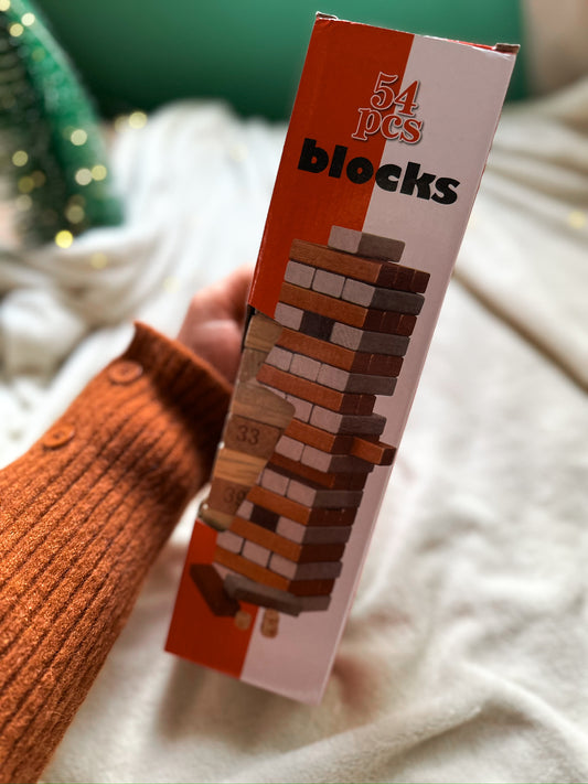 Wood Block Game with Genuine Hardwood Blocks | Stacking Tower, family game