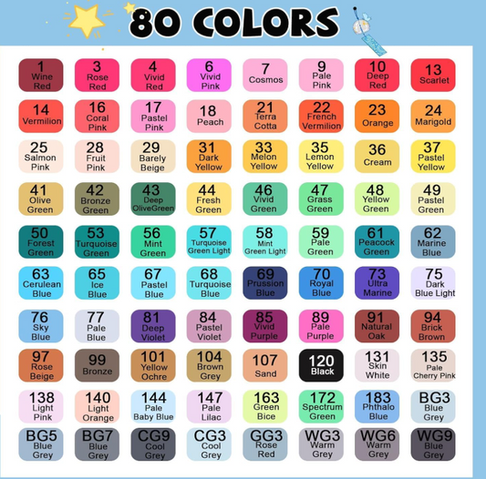 80 Colors Alcohol Markers Painting, Coloring, Sketching, Comics, Illustration- Refillable